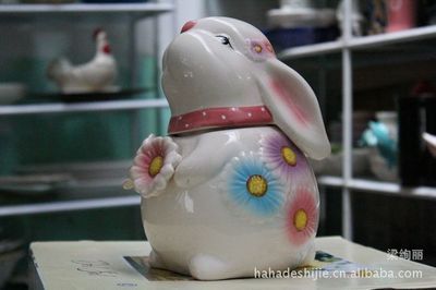 批發(fā)供應(yīng)陶瓷工藝品 窯變釉小白兔擺件MG2305